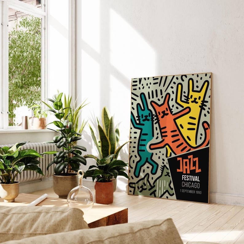 Retro Jazz Poster, Chicago Jazz Festival Print, Retro Jazz Print, Retro
