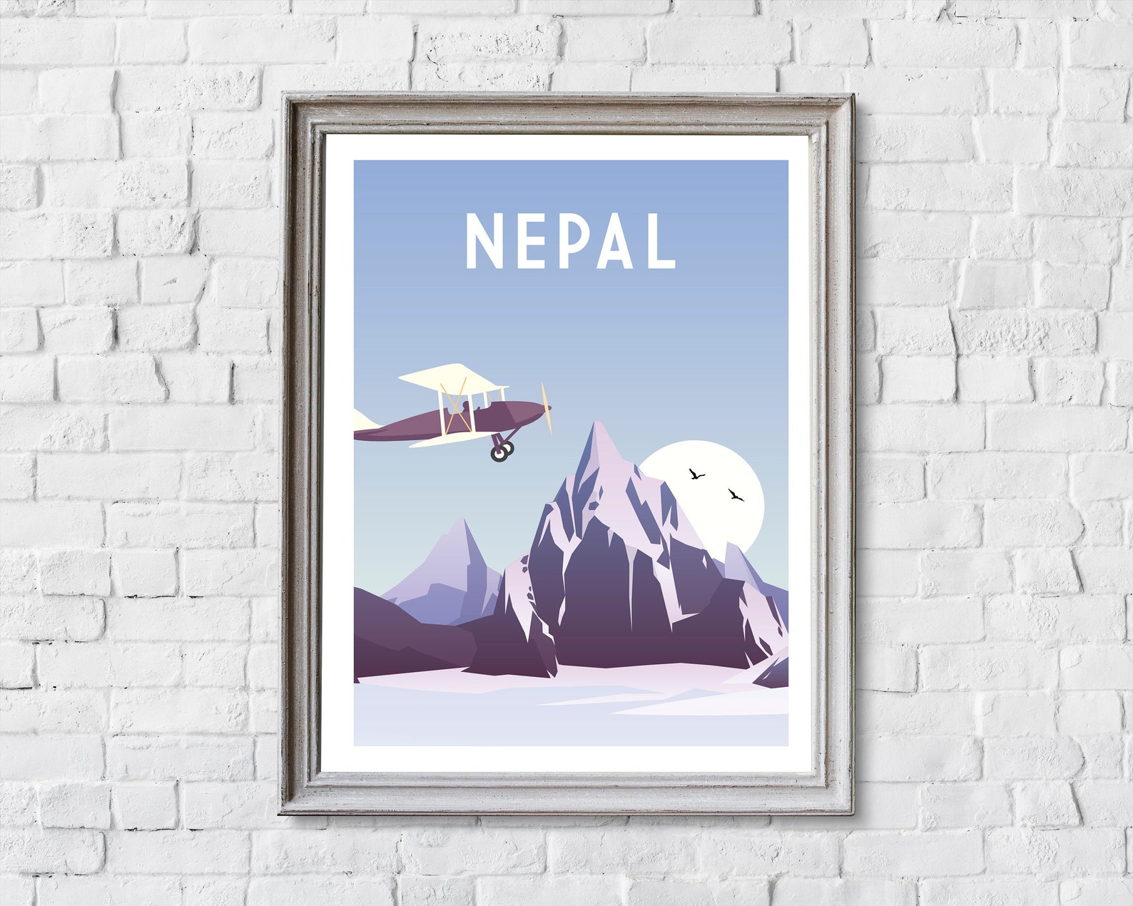 Nepal poster Nepal print Nepal travel poster Nepal wall Etsy