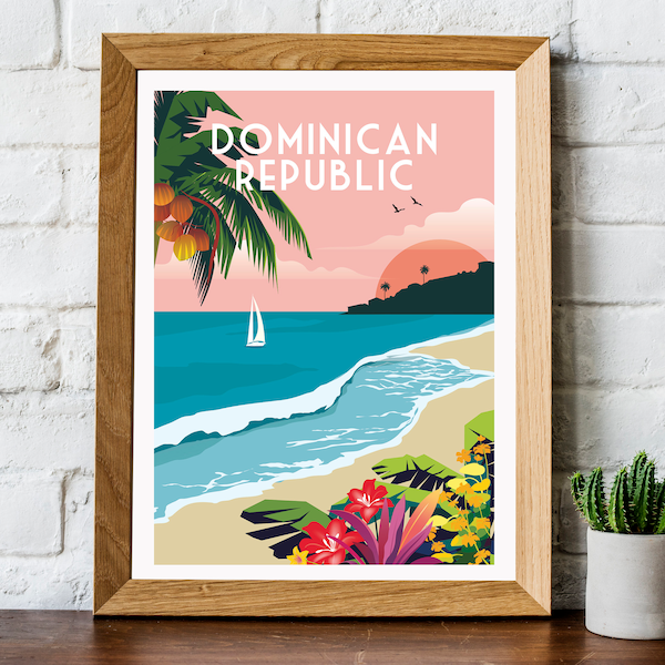 Dominican Republic travel poster, Dominican Repubic print, Caribbean travel print, Dominican Republic travel print,