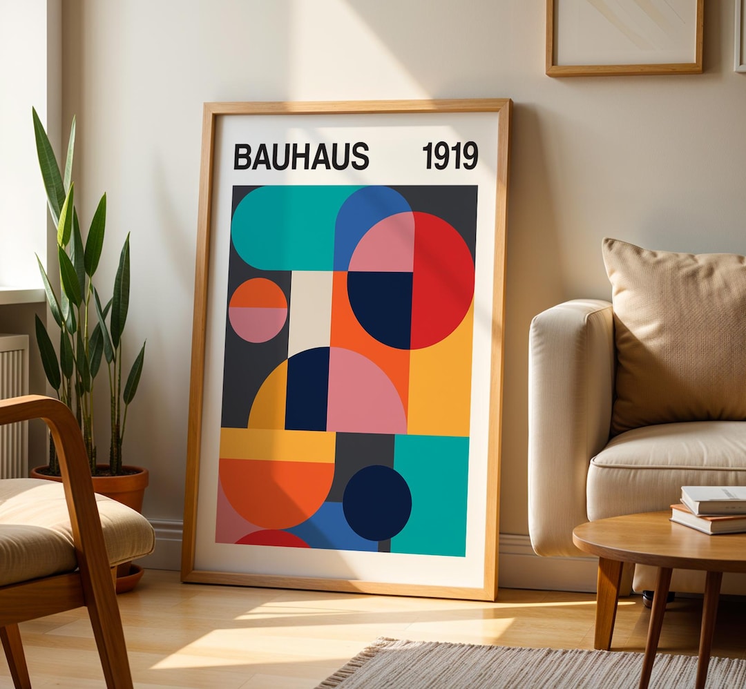 Bright Bauhaus Geometric Print, Bright Abstract Art, Block Colour