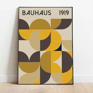 Bauhaus 1919 Poster: Mustard Geometric Art Print