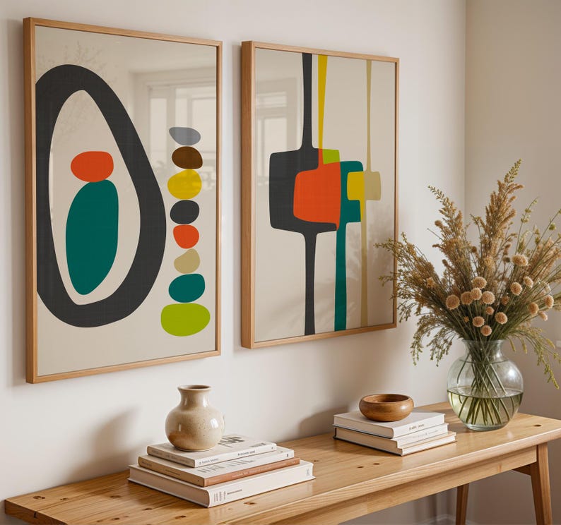 Mid century modern wall art, mid century wall art, mid century art, mid century print, mid century modern art, mid century decor, geometric image 2