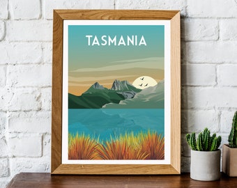 Tasmania poster, Tasmania print, Tasmania travel print, Tasmania travel poster, Australia print, Australia travel poster, Australia poster