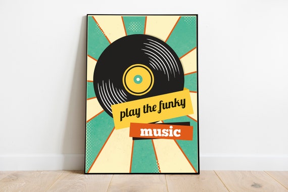 アート・デザイン・音楽 ART & VINYL EXHIBITION CATALOGUES Retro Vinyl Record Print: Funky Music, 1980s Pop Art - Etsy