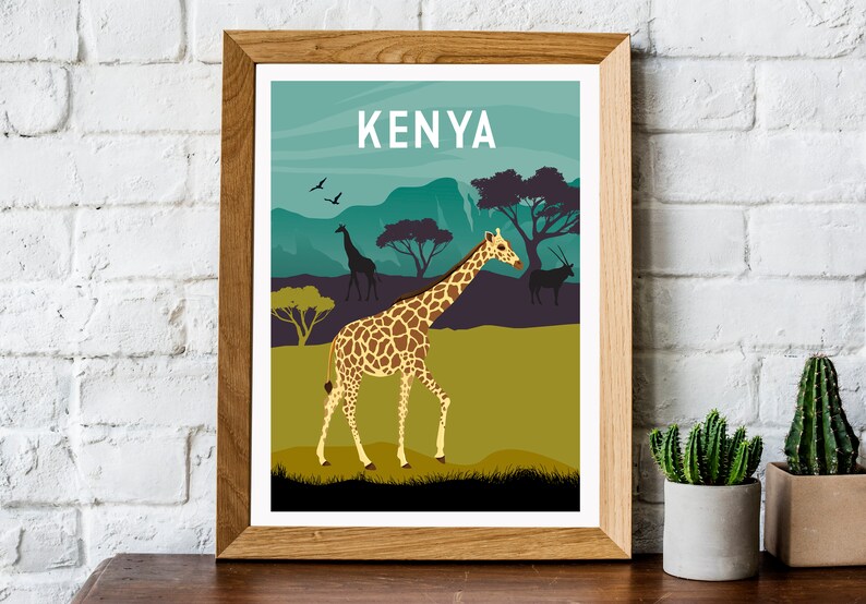 Kenya Travel Poster Kenya Travel Print Kenya Wall Art Kenya Etsy
