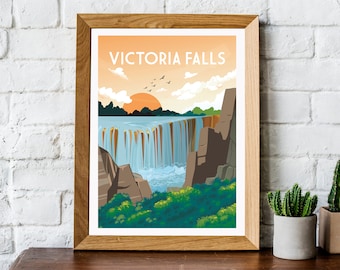 Victoria Falls poster, Zimbabwe poster, Victoria Falls print, Victoria Falls travel poster, Victoria Falls wall art, , Zimbabwe print