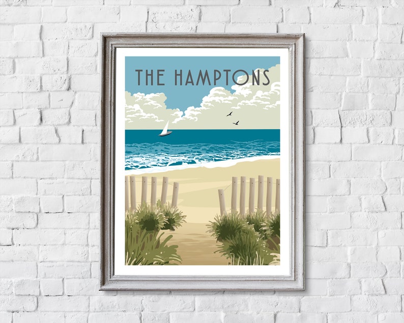 The Hamptons print The Hamptons travel poster Long Island Etsy Österreich