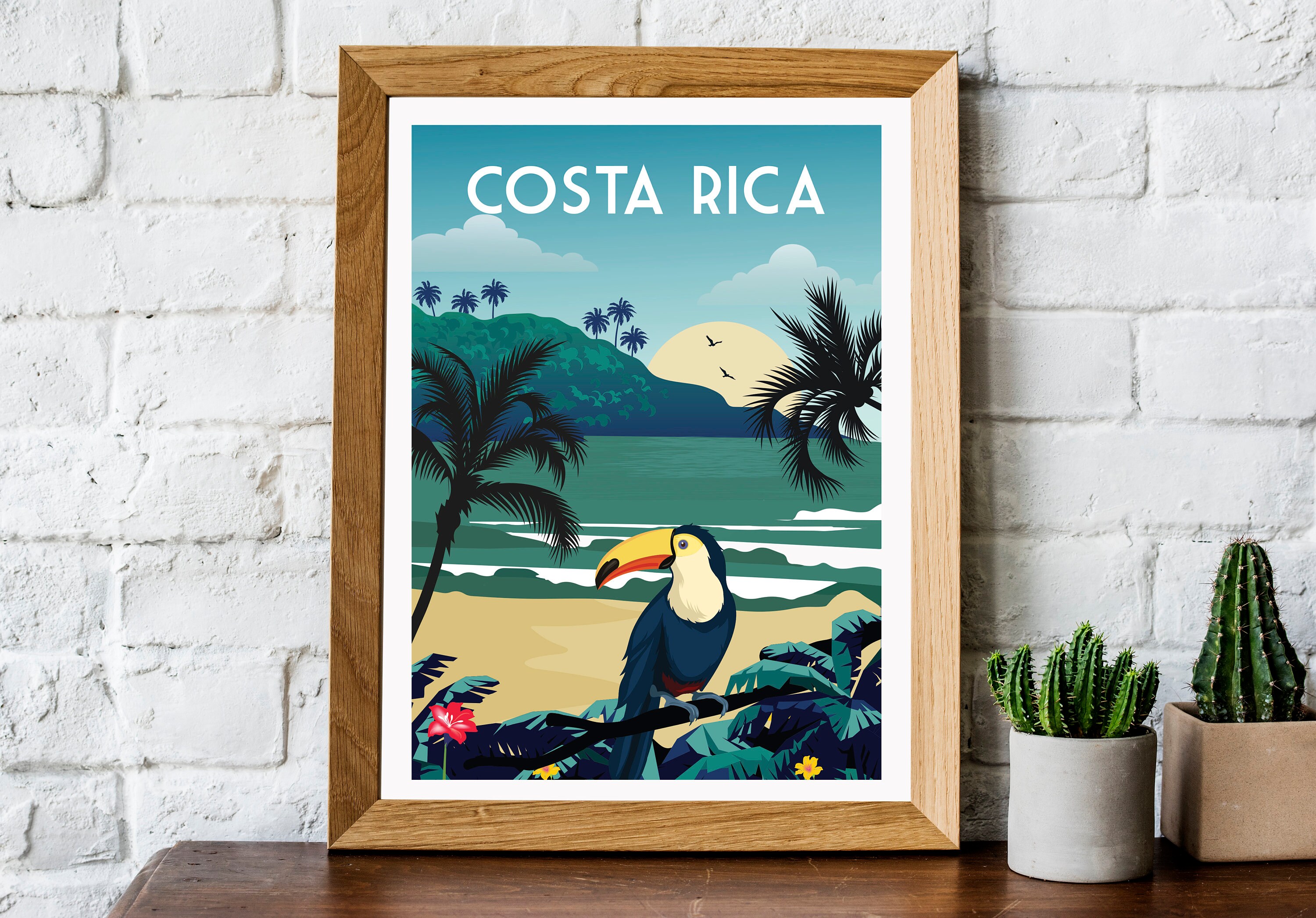 Costa Rica Travel Print Retro Costa Rica Poster Costa Rica Etsy UK