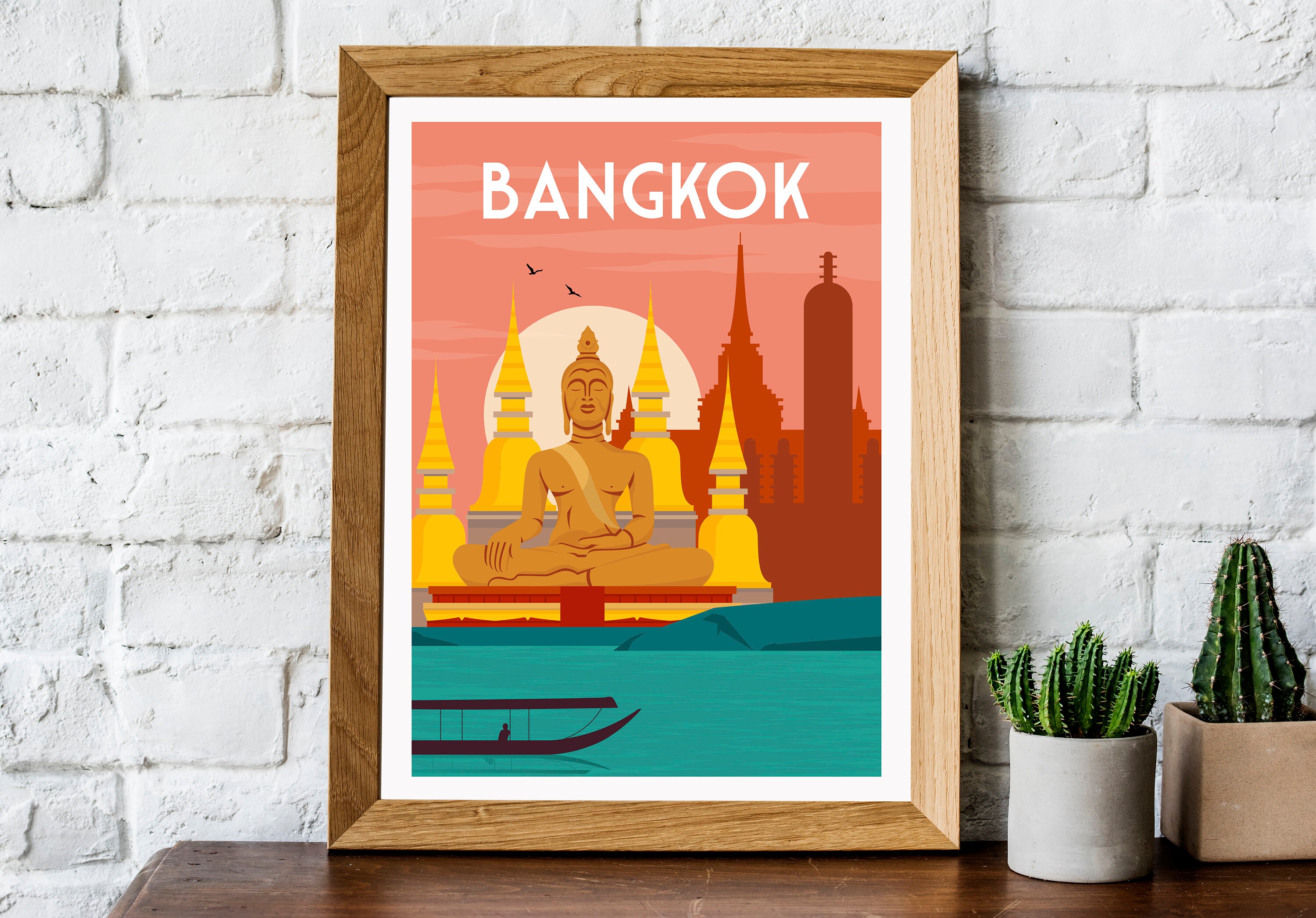 Bangkok print Bangkok travel poster Bangkok wall art Etsy