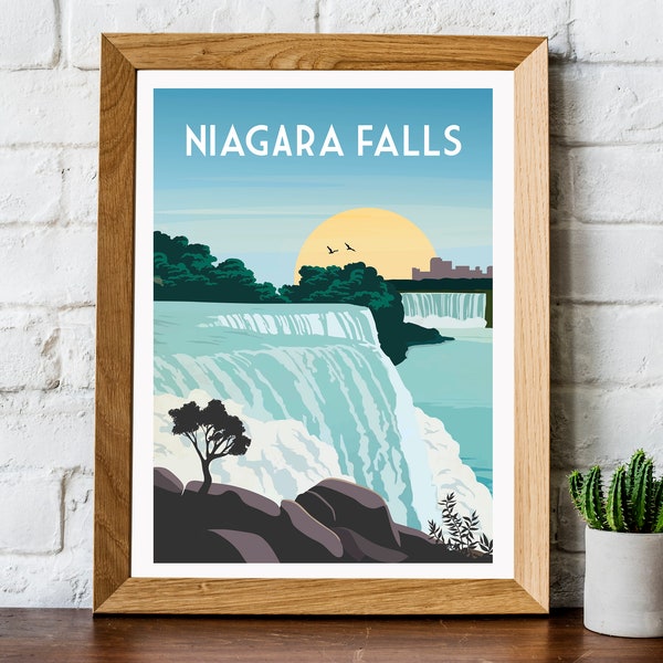 Retro Niagara Falls travel poster, Canada poster, Niagara Falls print, Niagara Falls print, Niagara Falls travel print, Niagara Falls poster