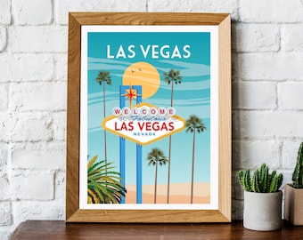 Las Vegas print, Las Vegas poster, Las Vegas wall art, Las Vegas travel print, retro travel print, travel wall art, travel poster,