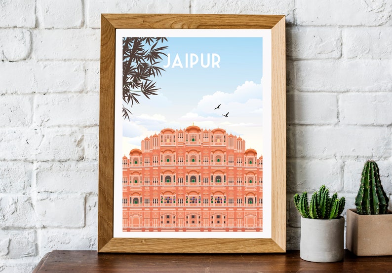 Affiche de voyage Jaipur, Affiche de voyage Inde, Impression Jaipur, Impression Jaipur, Affiche Jaipur, Impression Inde image 1