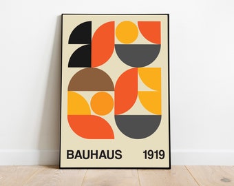 Bauhaus - Exhibition Poster, Bauhaus Poster, Mid Century Modern, Retro wall art, Geometric Art, Pop Culture Print, Bauhaus Print