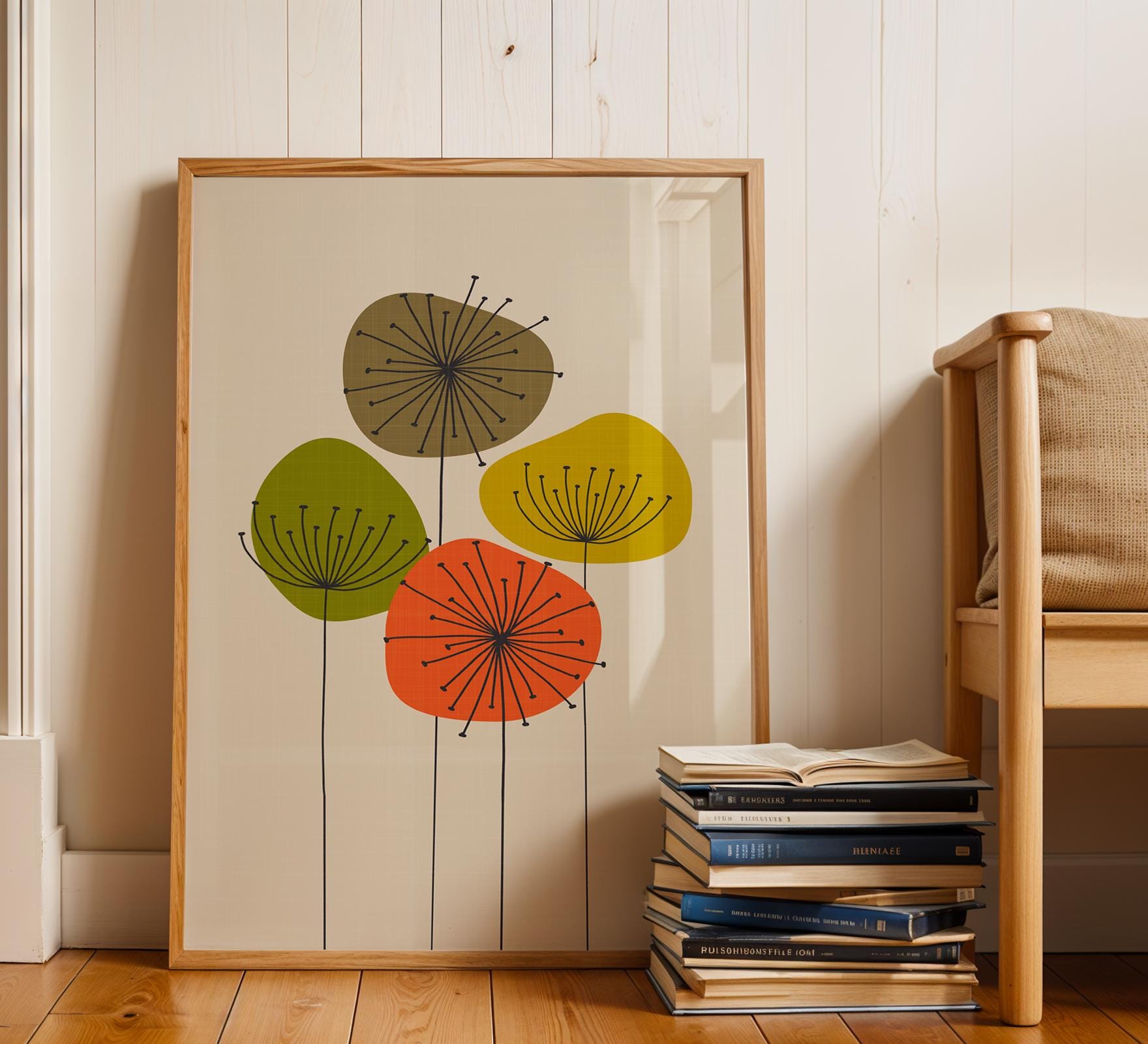 Mid Century Flower Print, Mid Century Modern Print, Mid Century