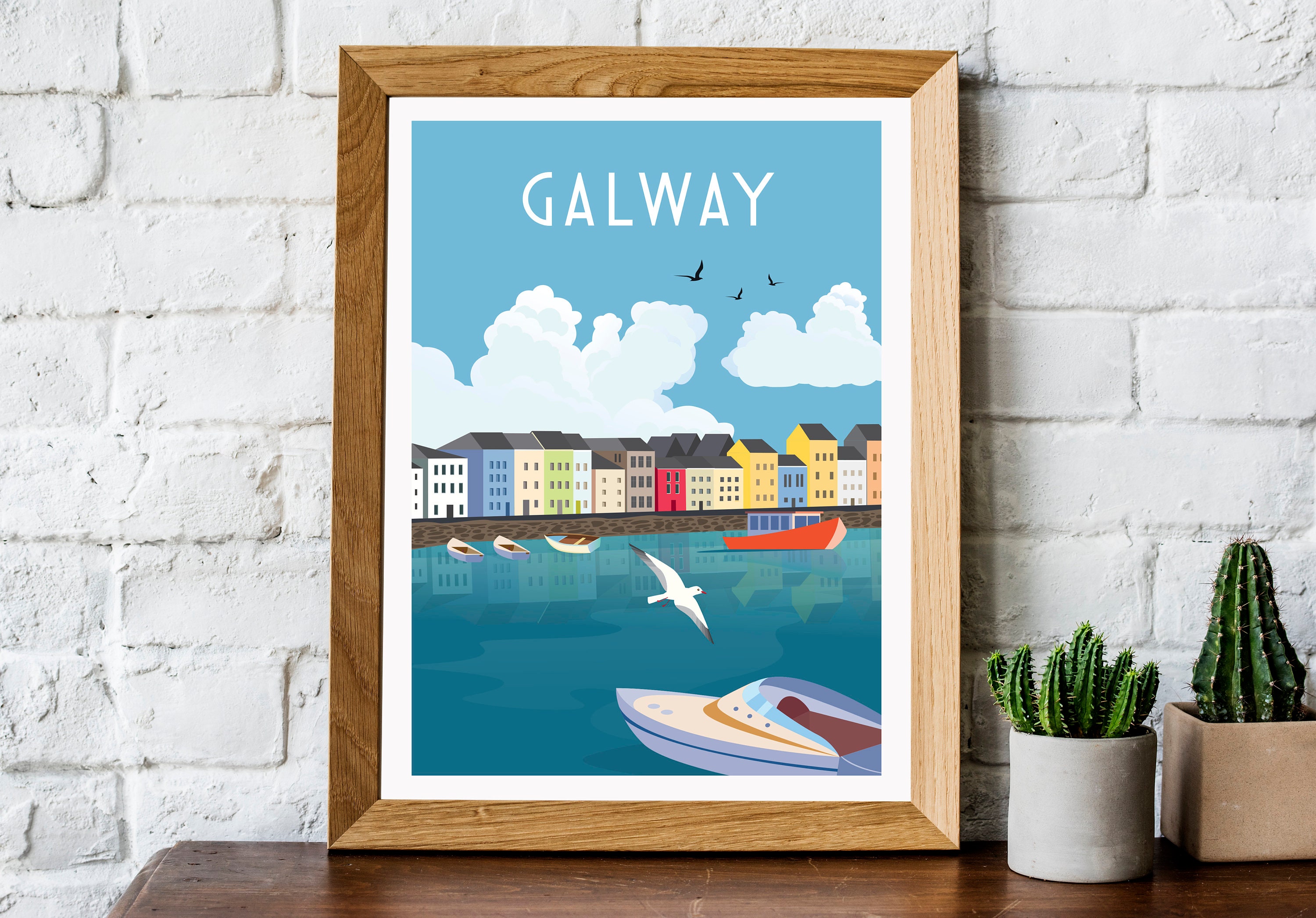 Galway Print Galway Travel Poster Claddagh Galway Travel Etsy