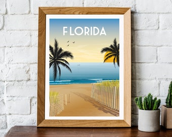 Florida travel poster, Florida print, Florida poster, Orlando poster, Florida travel print, Key West Poster retro travel poster travel print