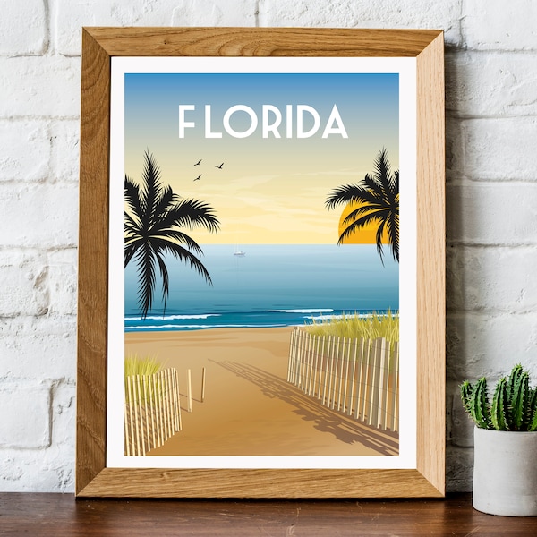 Florida travel poster, Florida print, Florida poster, Orlando poster, Florida travel print, Key West Poster retro travel poster travel print