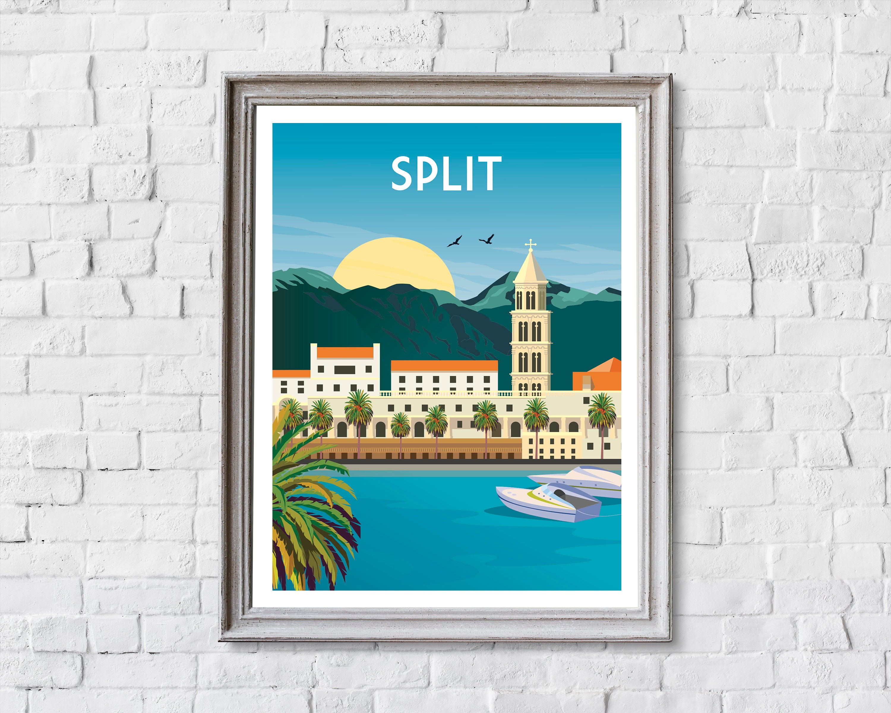 Discover Split Croatie Paysage Voyage Vintage Poster