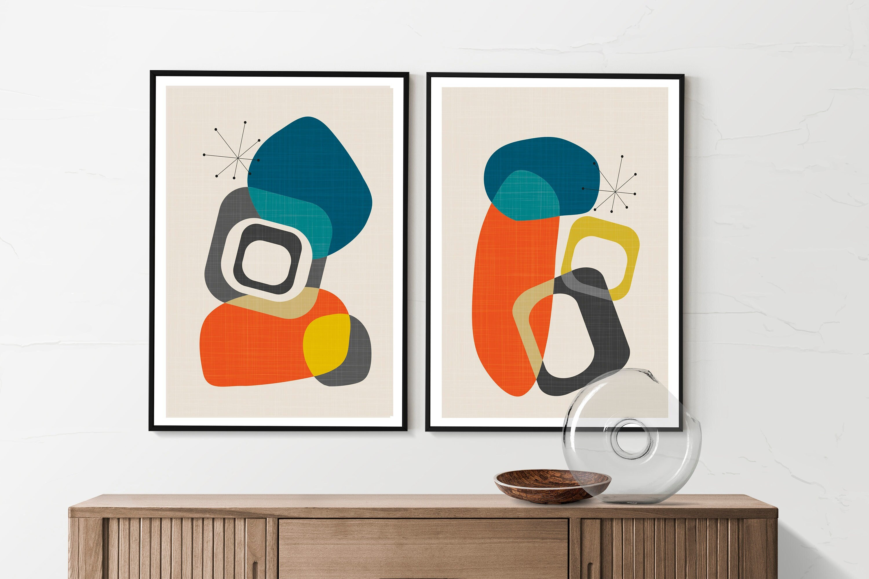 Mid Century Modern Geometric Wall Art Print - Etsy
