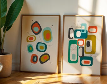 Mid Century Modern Art Prints, bold abstract wall art, geometric pattern prints