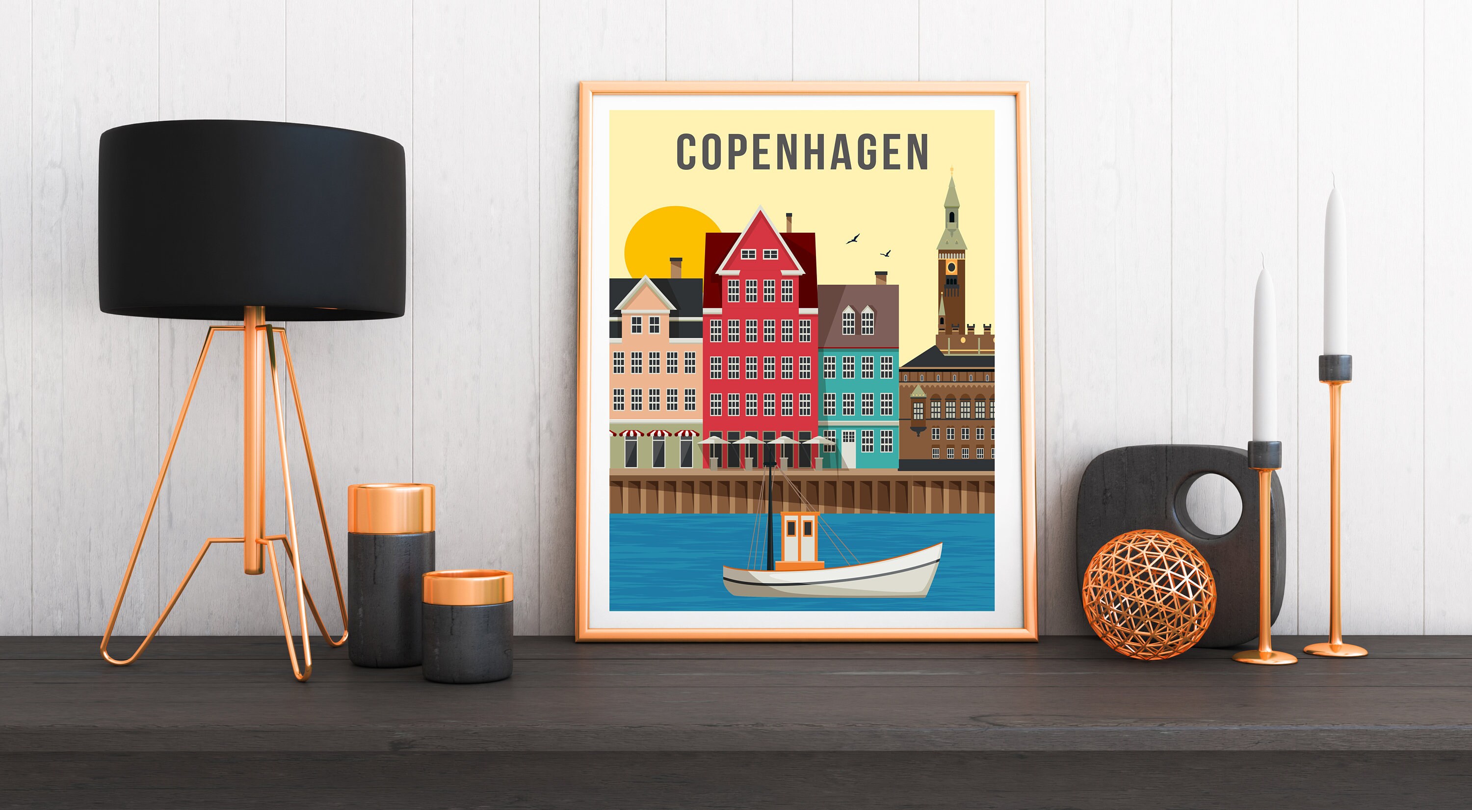 Copenhagen print Copenhagen travel poster Copenhagen wall Etsy