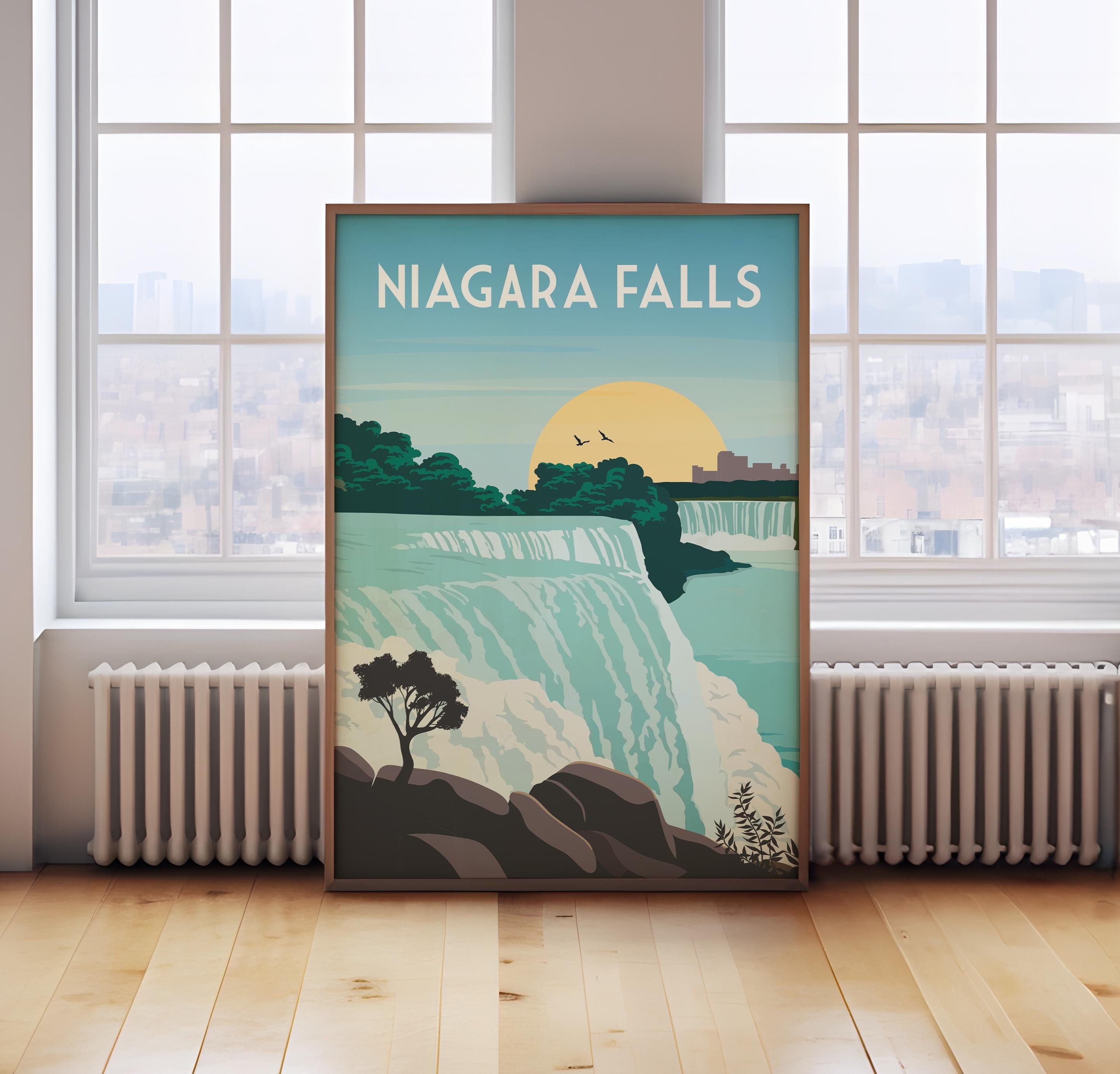 Retro Niagara Falls Travel Poster: Flat Style Print - Etsy Canada