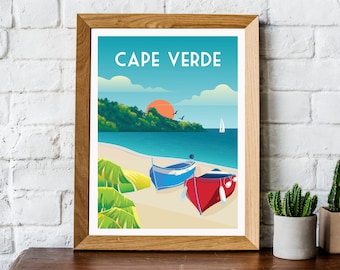 Cape Verde travel print, Cape Verde travel poster, Cape Verde poster, Cape Verde print, retro travel poster, Portugal poster