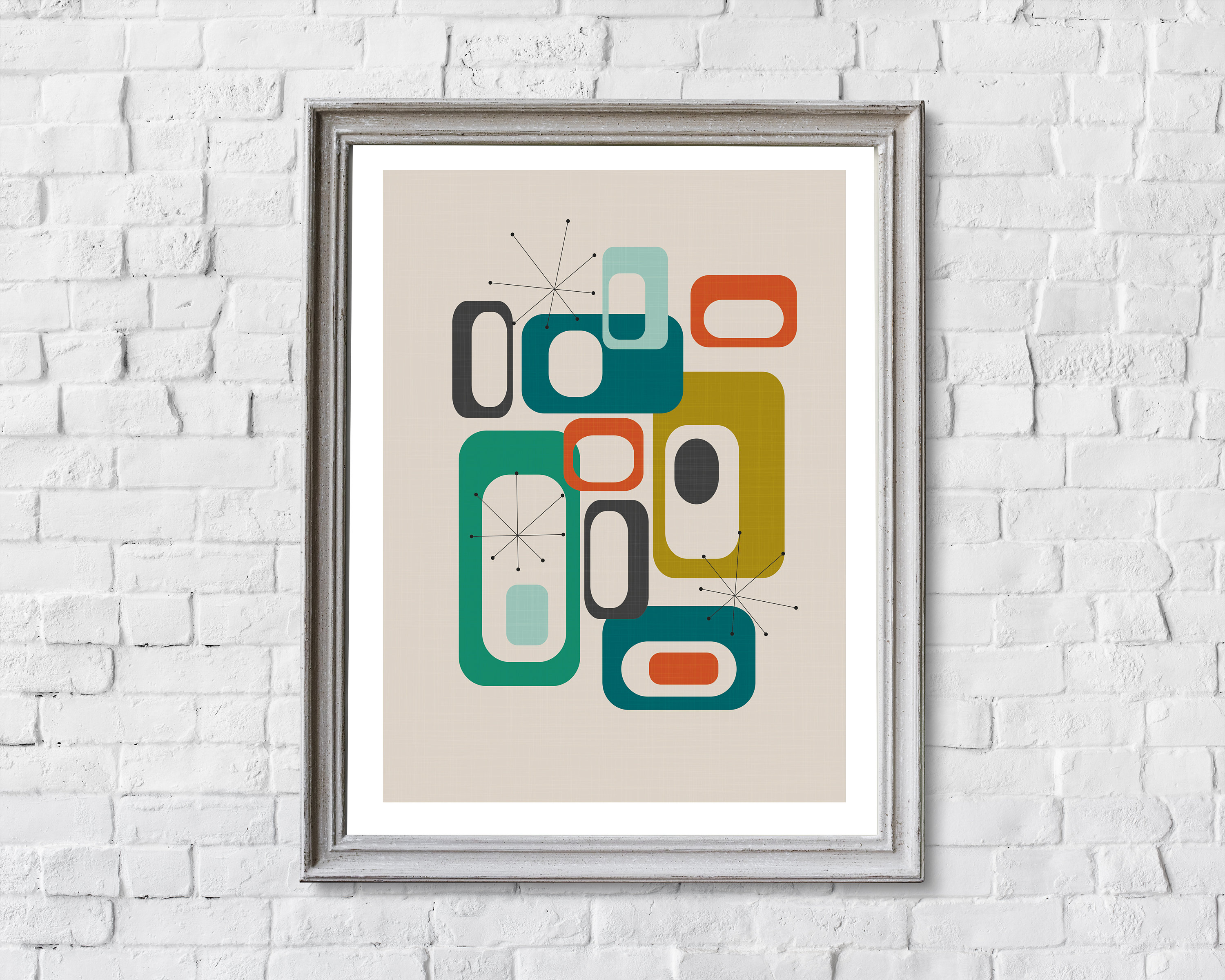retro art mid century print retro print geometric wall art mid century
