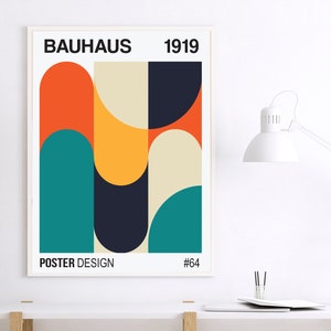 Bauhaus - Exhibition Poster, Mid Century Modern, Retro wall art, Bauhaus Poster, Geometric print, Geometric wall art Pop Culture Print,
