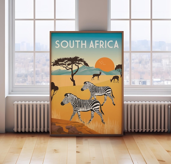 South Africa Safari Poster: Retro Travel Print