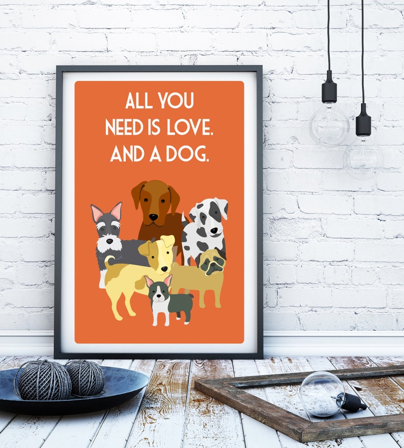 Dog print dog wall art dog lover gift dog poster retro dog Etsy