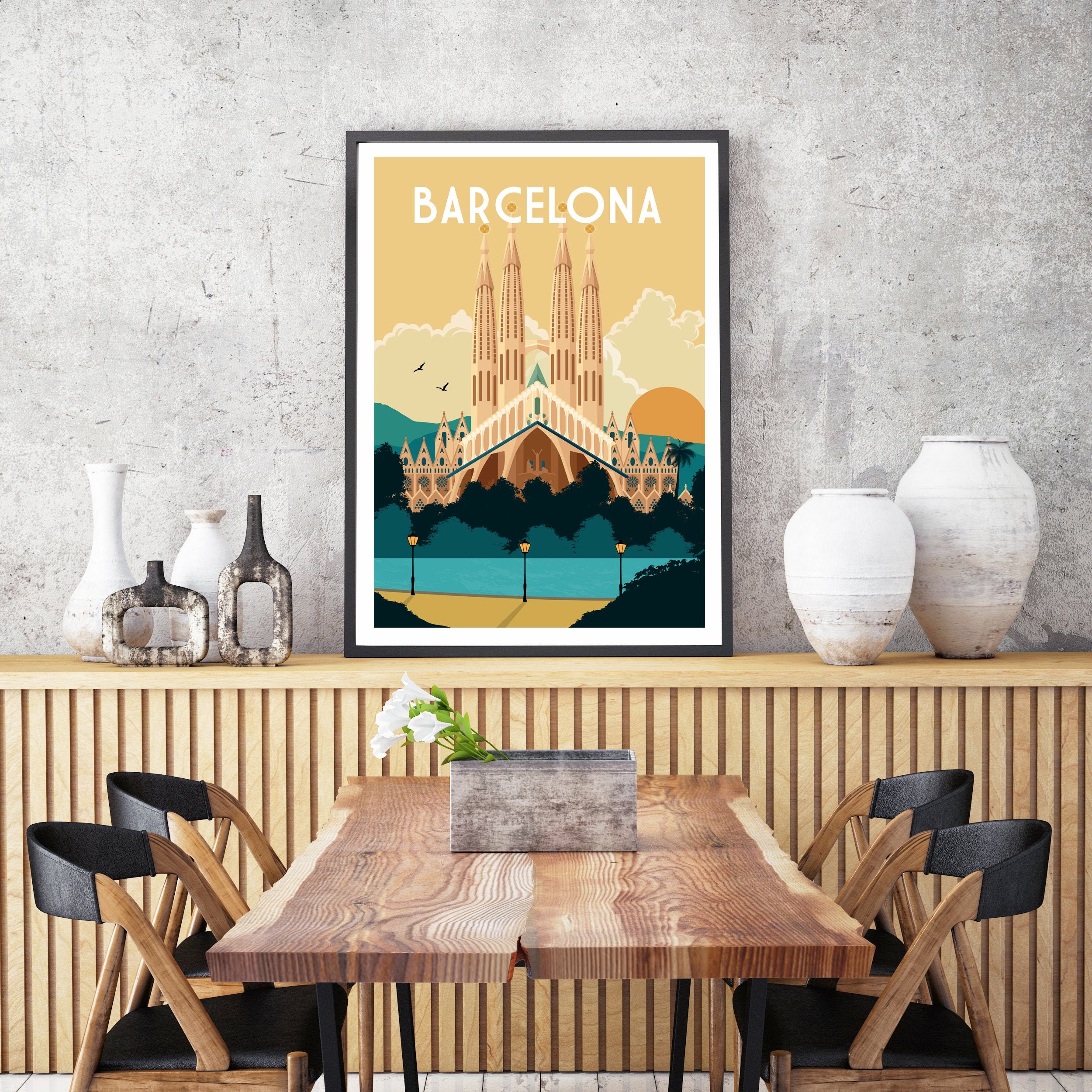 Barcelona print Barcelona travel poster Barcelona poster Etsy