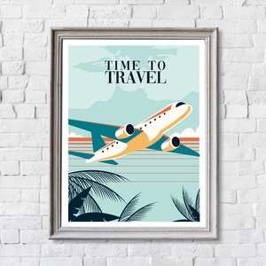 Retro Travel Poster: Vintage Airplane Wall Art Print image 3