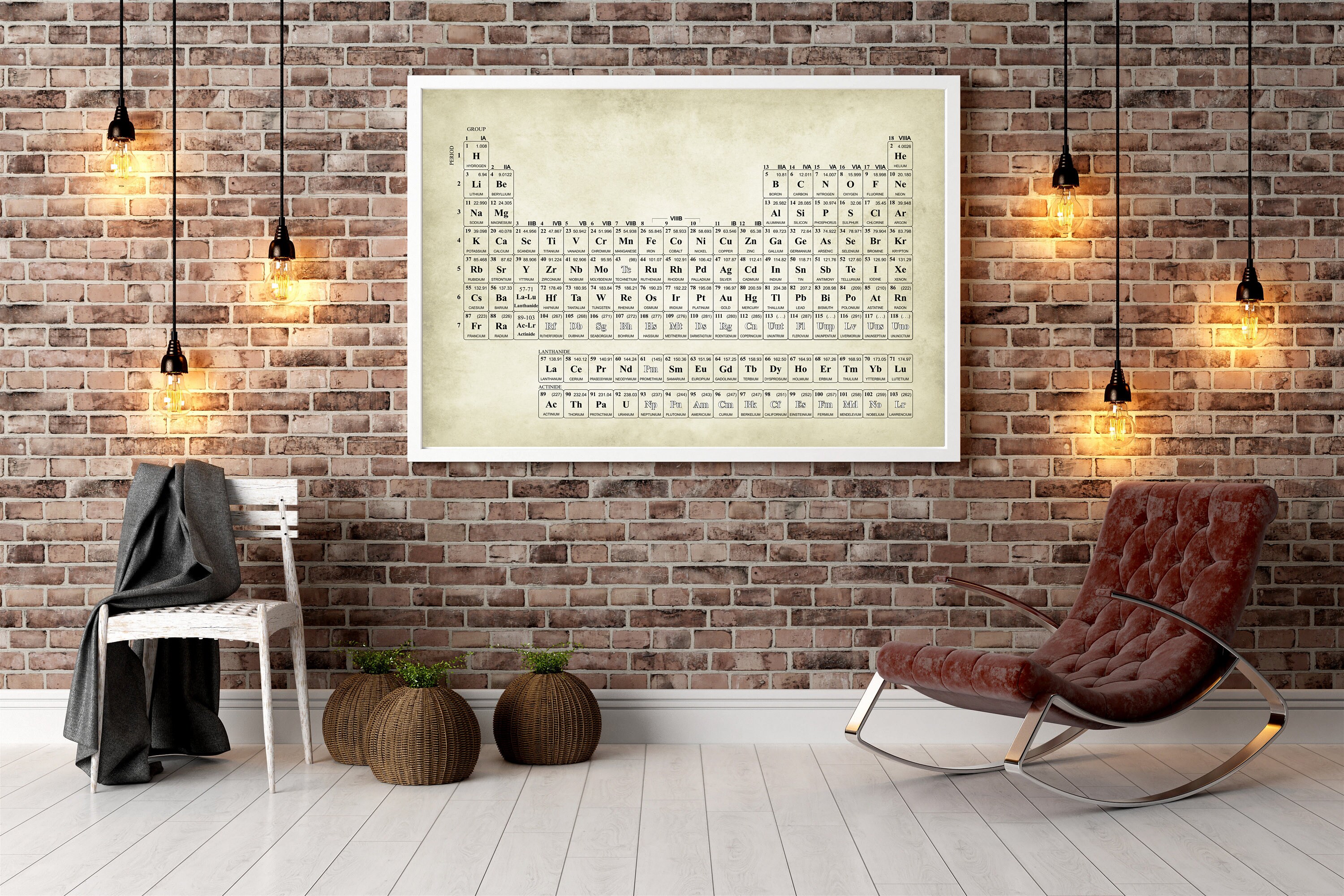 Periodic Table Scientific Print Scientific Wall Art Chemical Symbols Antique Print Vintage Print Retro Print Vintage Wall Art