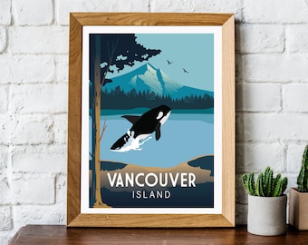 Vancouver Island travel poster, Canada travel poster, retro Vancouver Island print, Vancouver wall art, Vancouver printtravel wall art,