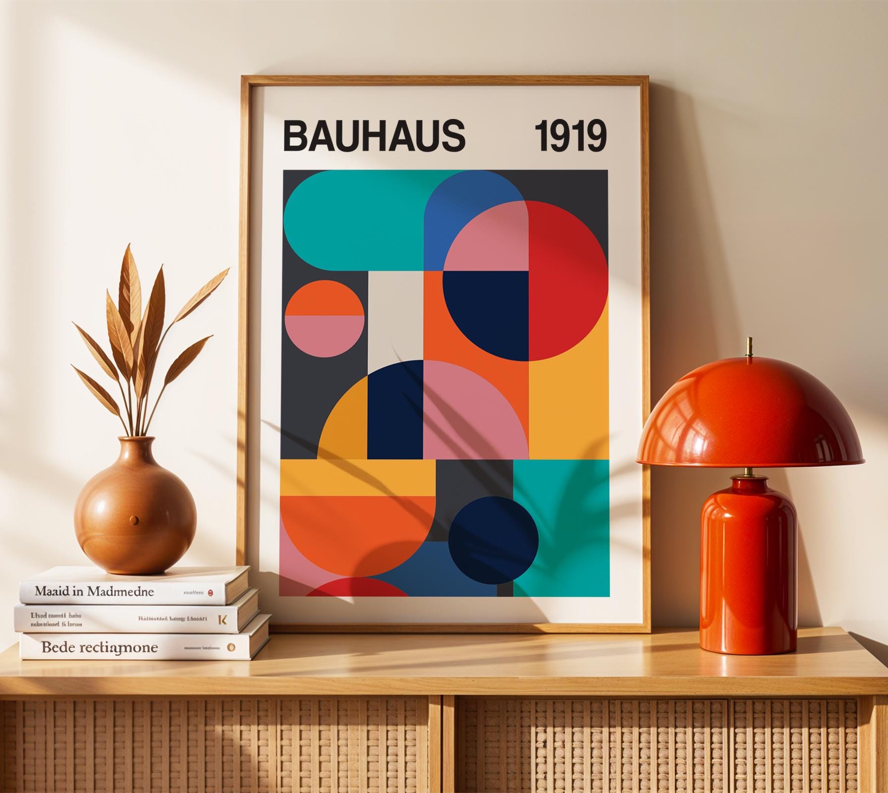 Bright Bauhaus Geometric Print, Bright Abstract Art, Block Colour