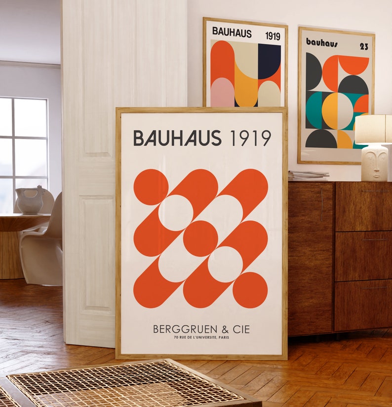Orange Bauhaus Exhibition Poster: Mid Century Modern Geometric Print - Etsy