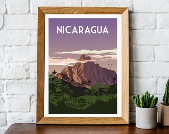 Nicaragua travel poster, Nicaragua print, Nicaragua poster, Nicaragua travel print, retro travel poster, travel print, vintage travel poster