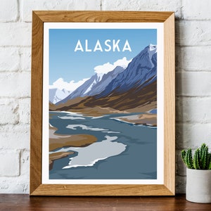 Alaska print, Alaska travel poster, Alaska poster, Alaska travel print, retro travel print, retro travel poster, vintage travel poster