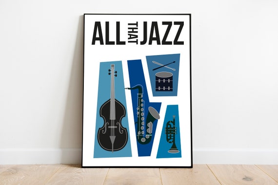 Retro Jazz Music Print: Colorful Instruments Wall Art - Etsy
