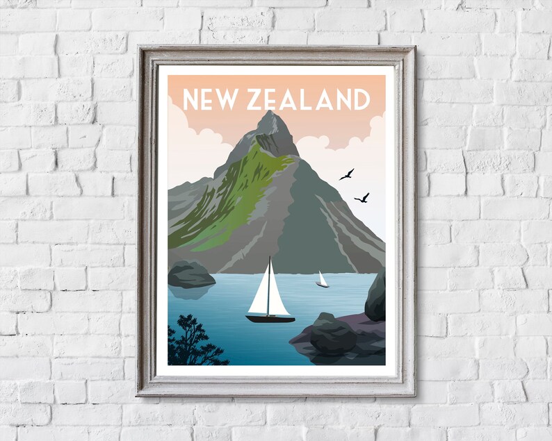 New Zealand Print New Zealand Poster New Zealand Travel Etsy
