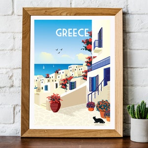 Greece poster, Greece travel print, Greece print, Greece travel poster, retro travel poster, retro travel print, Greek poster, Greek print