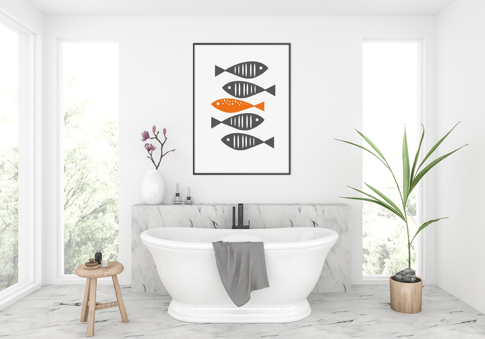 Fish print fish wall art fish illustration bathroom wall | Etsy
