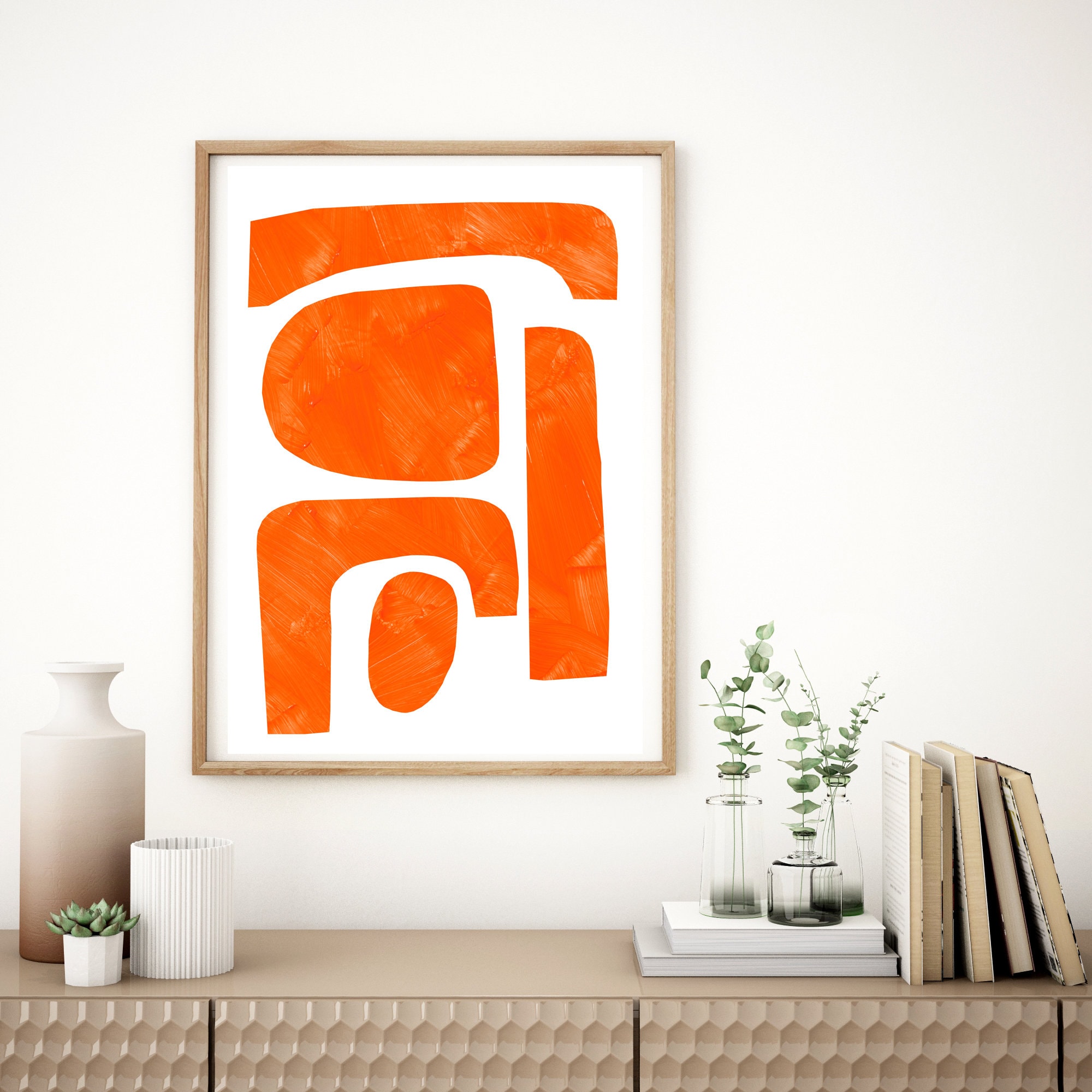 Orange Mid Century Modern Print: Abstract Geometric Wall Art - Etsy