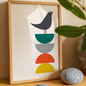 Mid century modern bird print, bird wall art, mid century wall art, mid century print, mid century modern print, mid century art, bird art image 2