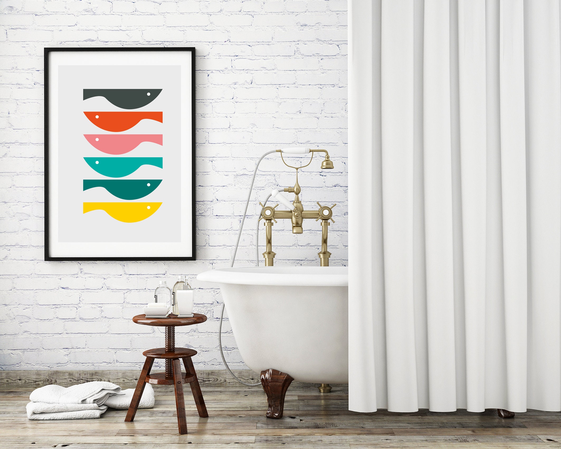 Mid Century Modern Fish Wall Art Fish Print Mid Century Etsy