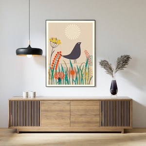 Mid century modern bird print, bird wall art, mid century wall art, mid century print, mid century modern print, mid century art, bird art image 3