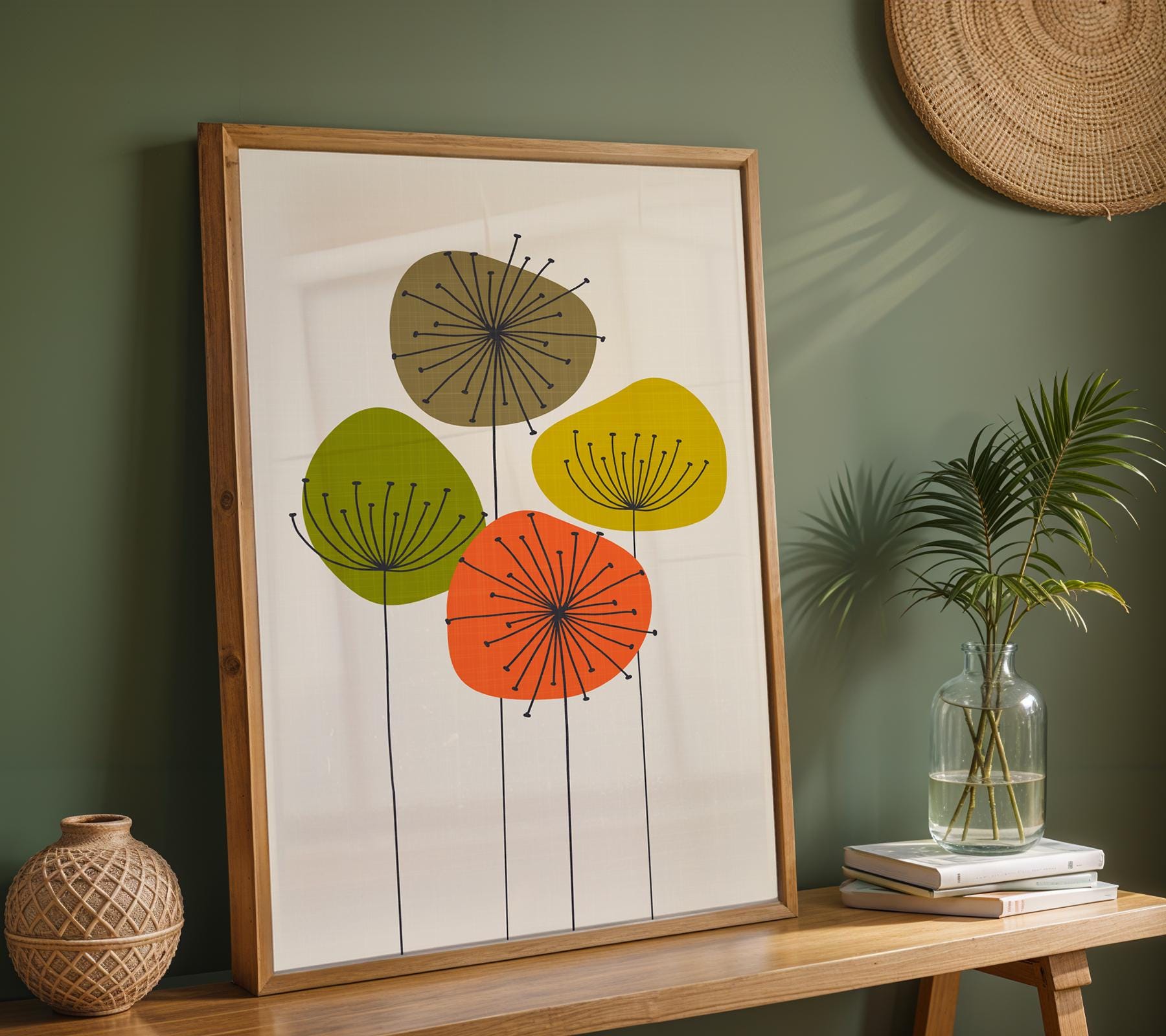 Mid Century Flower Print, Mid Century Modern Print, Mid Century