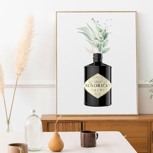 Hendricks Gin print, Gin poster, Gin wall art, Alcohol wall art, cocktail print, kitchen wall art kitchen print kitchen poster kitchen decor