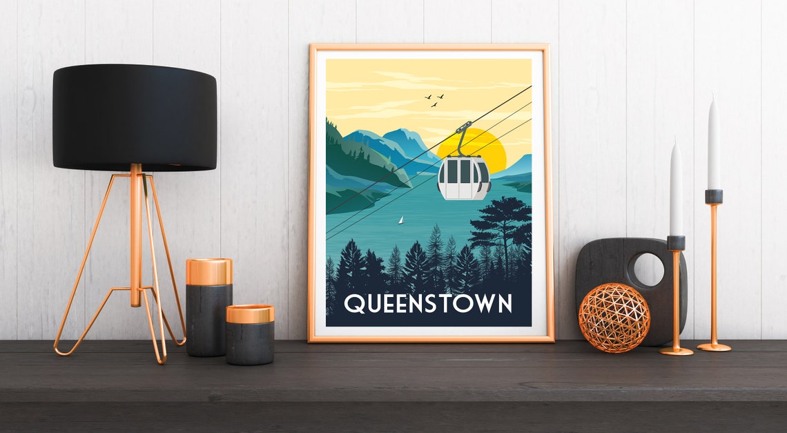 Queenstown Poster Queenstown Print Queenstown Travel Poster Etsy